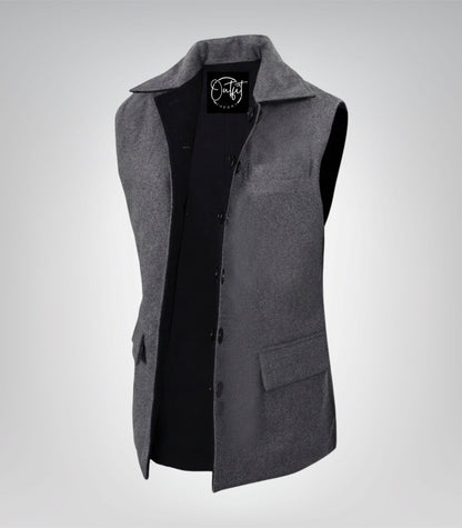Lester Men Black and Gray Reversible Wool Vest