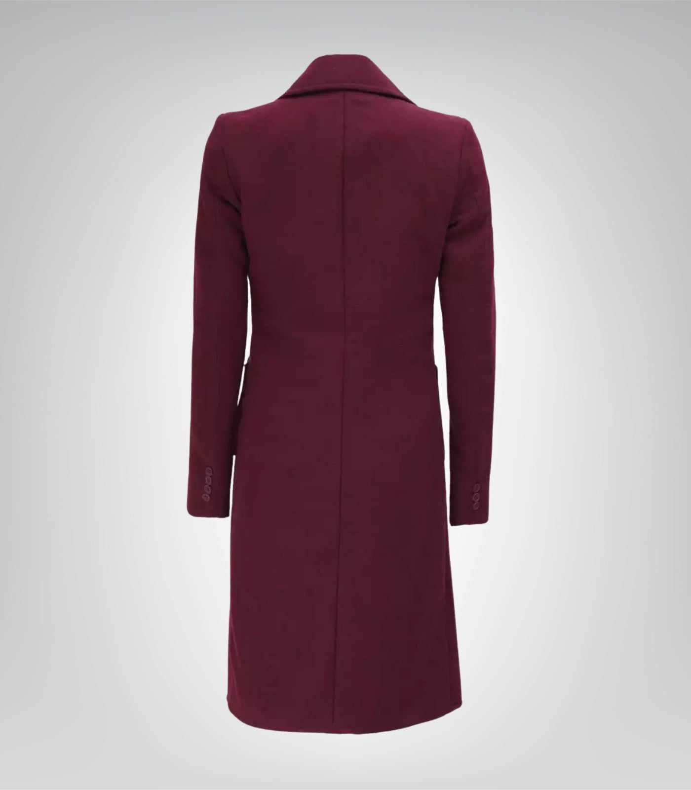 The Royale Women’s Burgundy Long Wool Coat Elegant Winter Outerwear