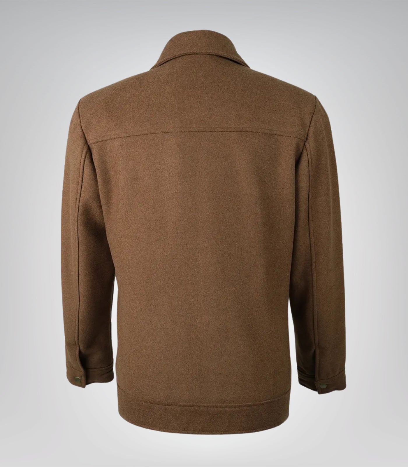 Women’s Brown Wool Utility Jacket Everyday Warm Layer with Snap Button Front