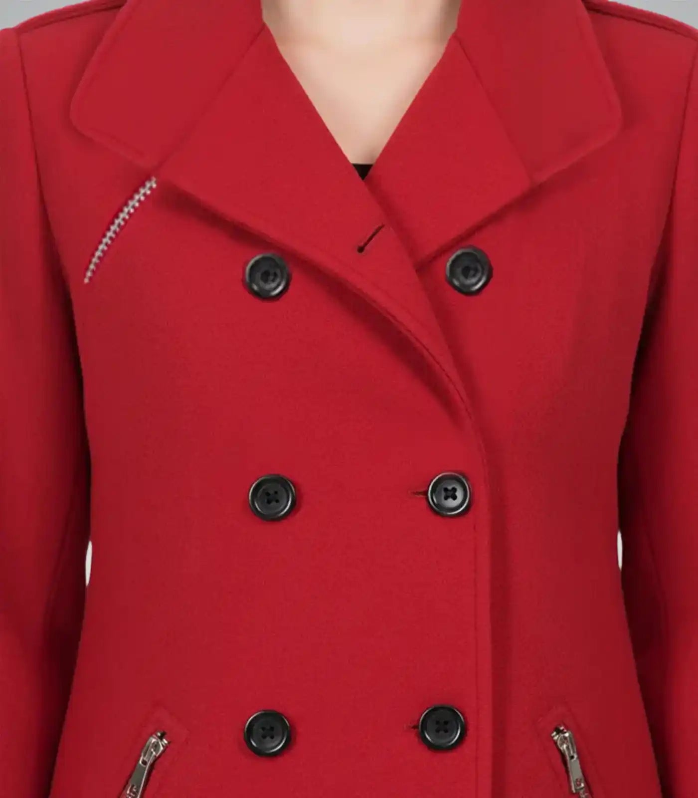 Scarlet Women’s Red Double-Breasted Wool Peacoat