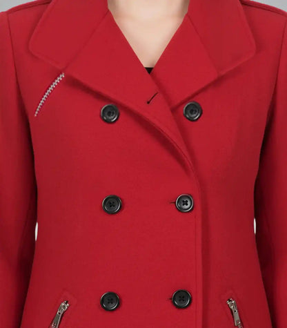 Scarlet Women’s Red Double-Breasted Wool Peacoat