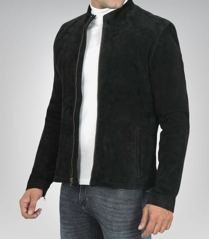 Men’s Classic Black Suede Biker Jacket Premium Real Suede Motorcycle Style
