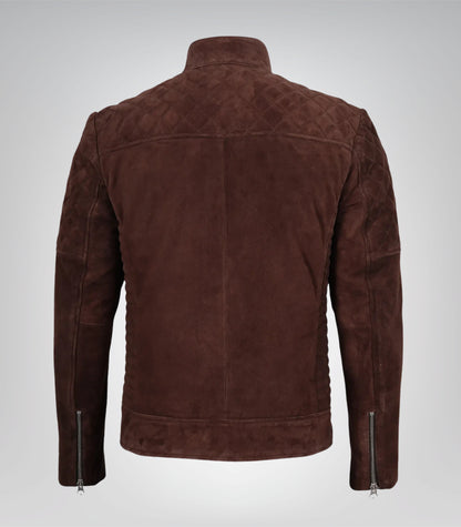 Men’s Top Notch Dark Brown Suede Jacket Premium Real Suede Zip Style