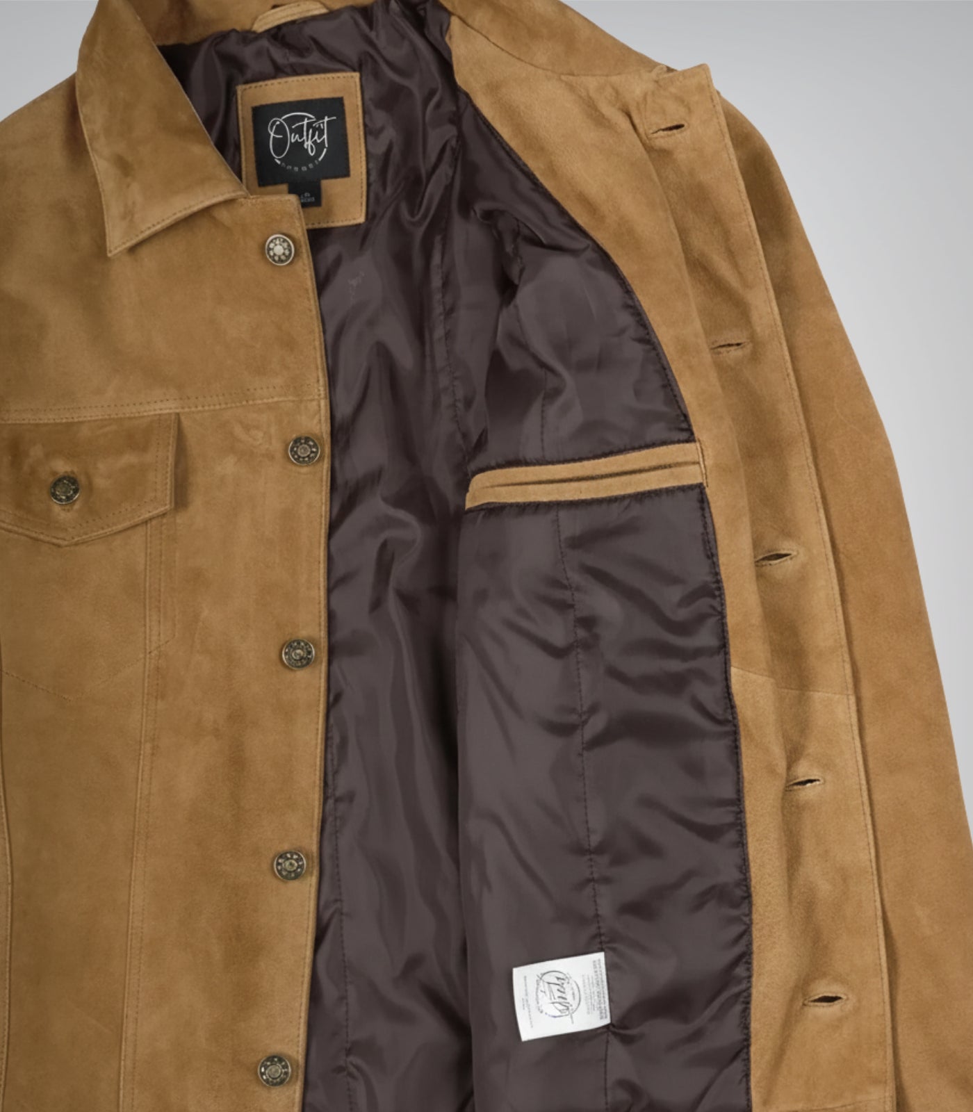 Men’s Real Suede Tan Trucker Jacket Classic Button Front Style