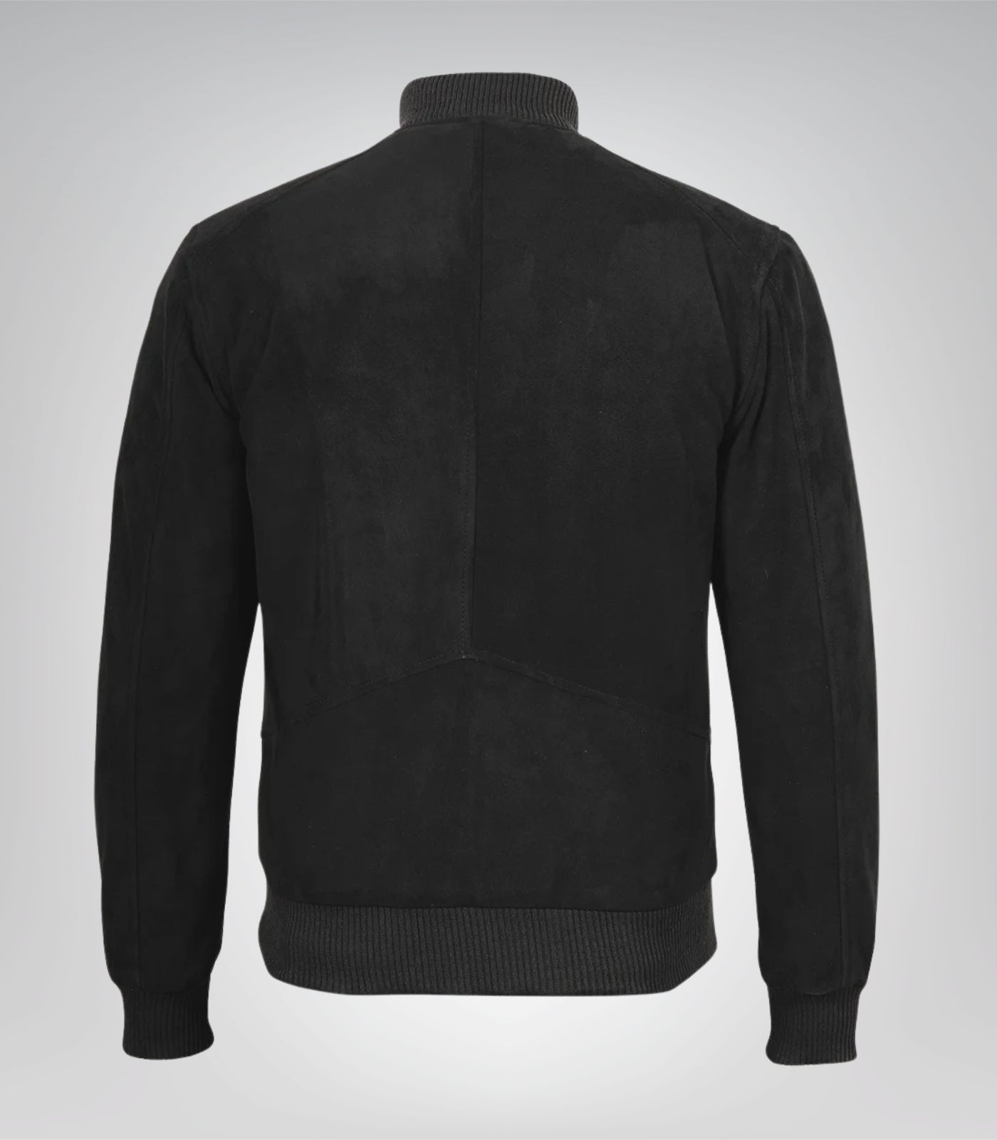 Men’s Premium Black Real Suede Bomber Jacket Classic Zip Front Style