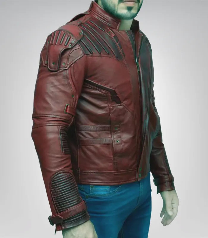 Handmade red moto leather jacket – Guardians style cosplay jacket for men