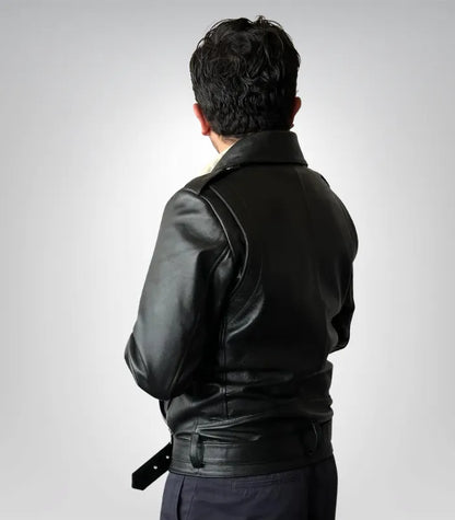 Premium 90s black biker jacket – handmade top-grain leather motorcycle style
