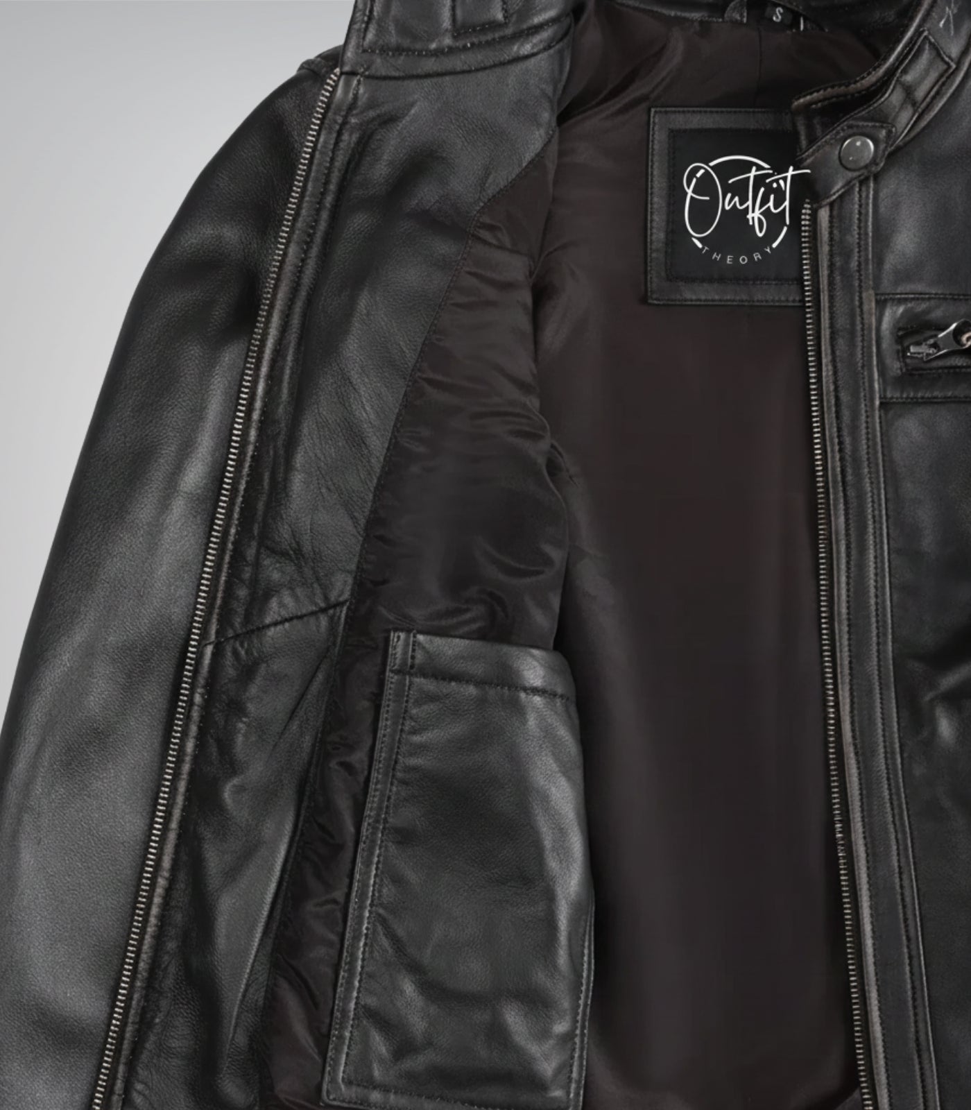 Stylish women’s brown leather biker jacket with quilted design