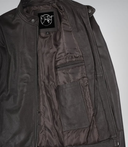 Men’s Dark Brown Cowhide Leather Motorcycle Jacket Premium Biker Style