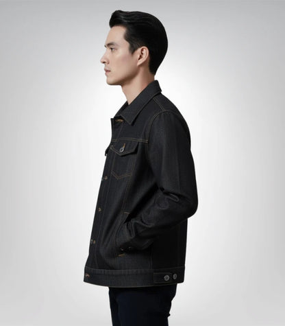 Conard Faded Black Denim Trucker Jacket
