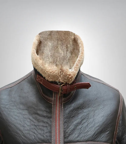 Men’s brown B3 aviator bomber coat – genuine shearling flight jacket