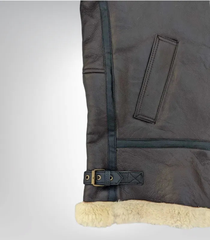 Warm men’s B3 shearling flying jacket – real leather winter coat