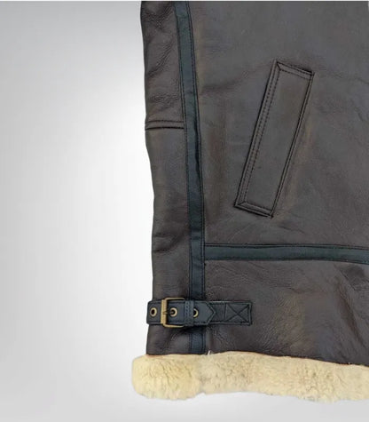 Warm men’s B3 shearling flying jacket – real leather winter coat