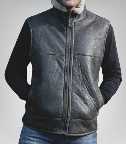 Men’s Sheepskin Aviator Gilet– Genuine Leather Bodywarmer for Winter