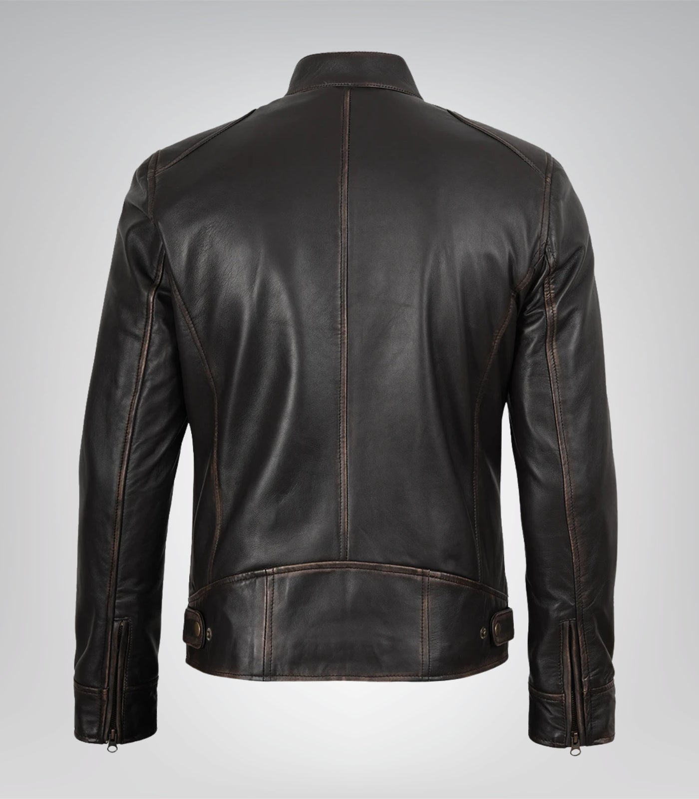 High-quality lambskin leather motorcycle jacket for men