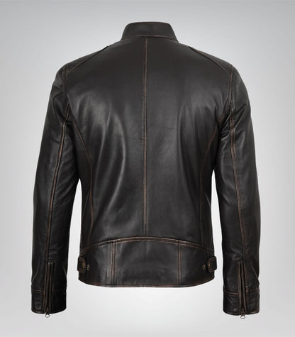 High-quality lambskin leather motorcycle jacket for men