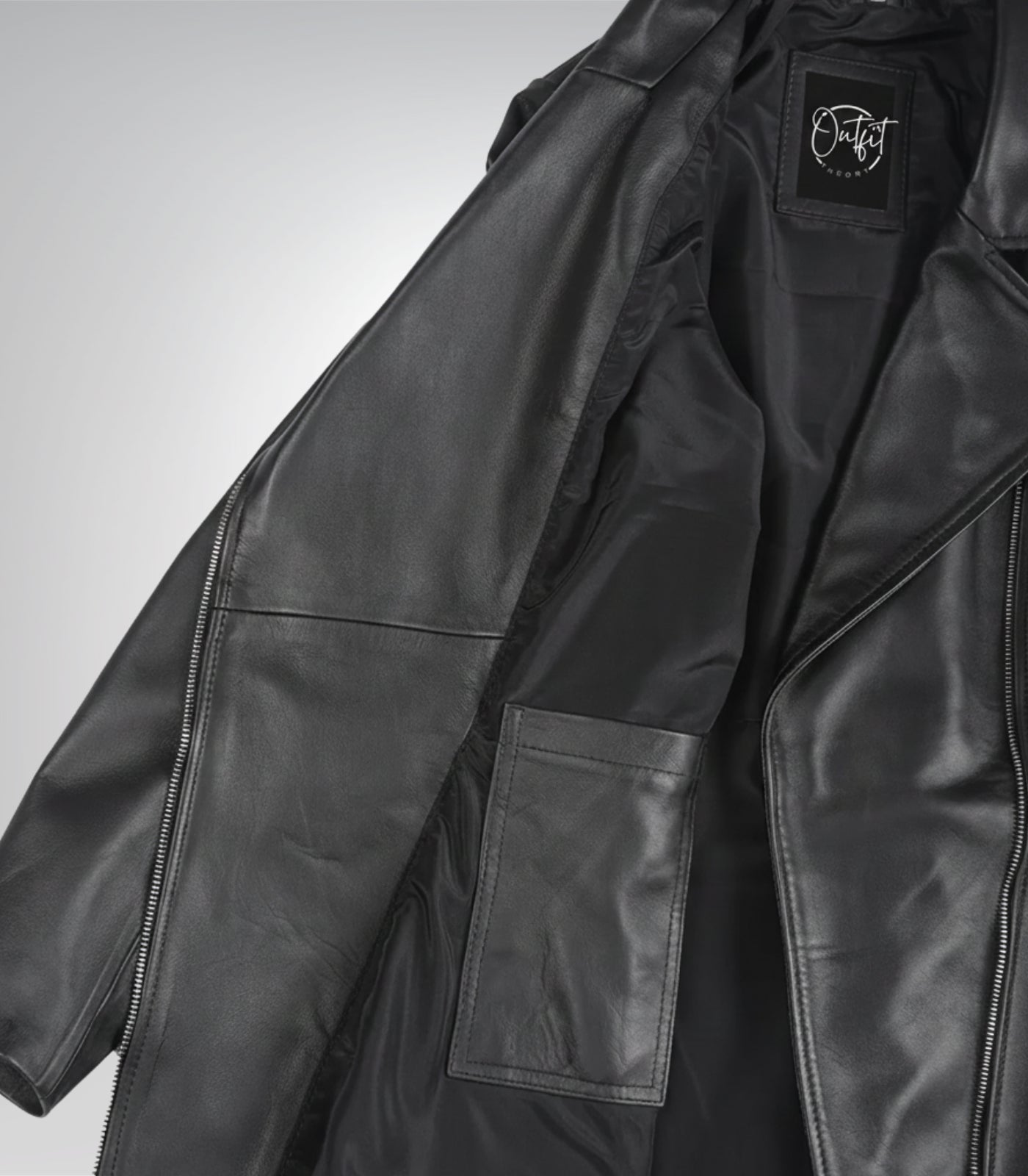 Stylish women’s black leather jacket with feminine flared peplum
