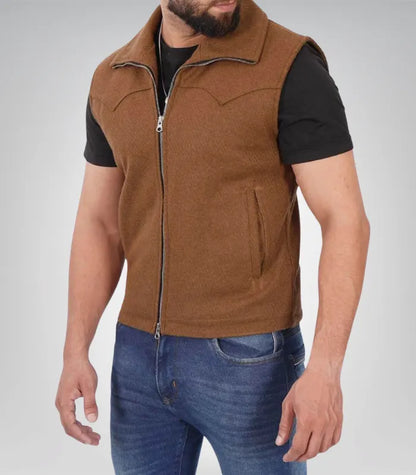 Vintage brown suede vest for men – genuine leather Whelmin design
