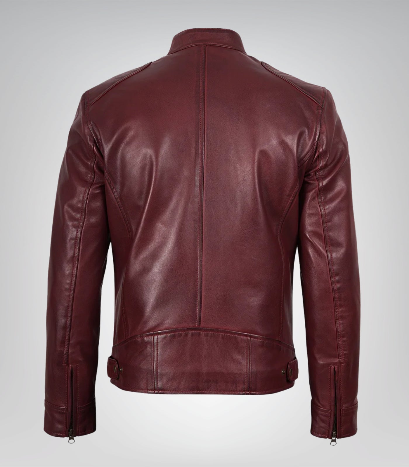 Premium burgundy leather biker jacket for men