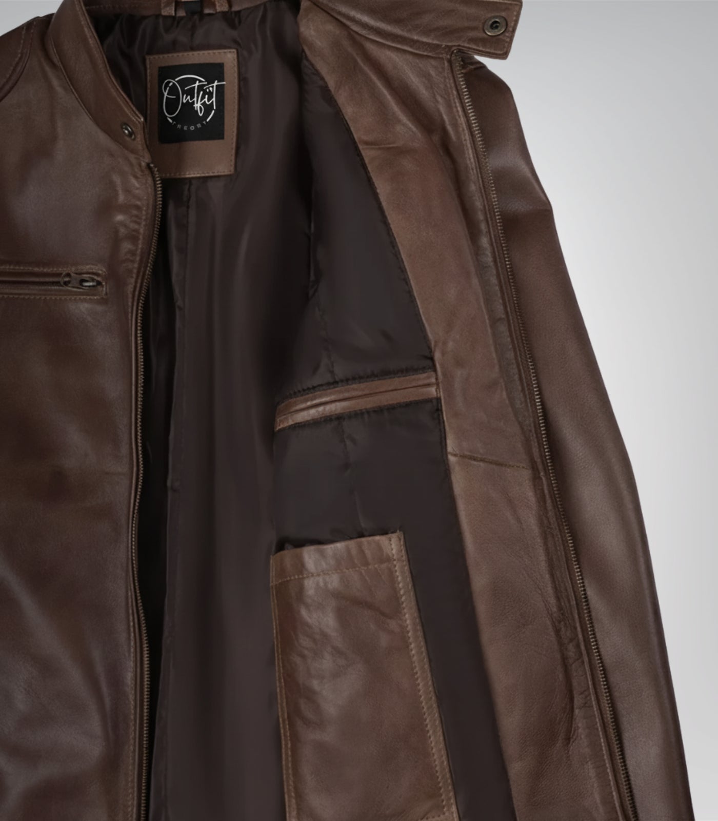 Trendy men’s chocolate brown waxed leather motorcycle jacket