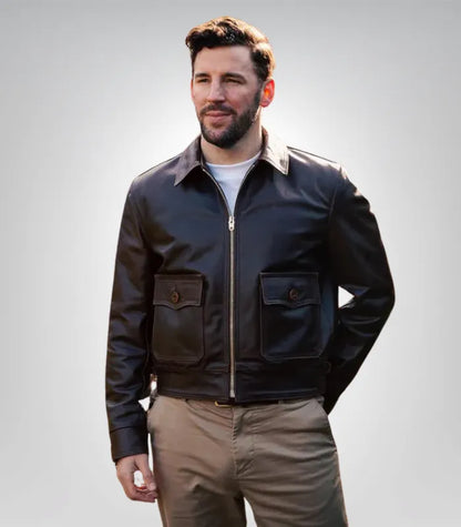 Men’s genuine leather aviator jacket – classic brown A2 bomber coat