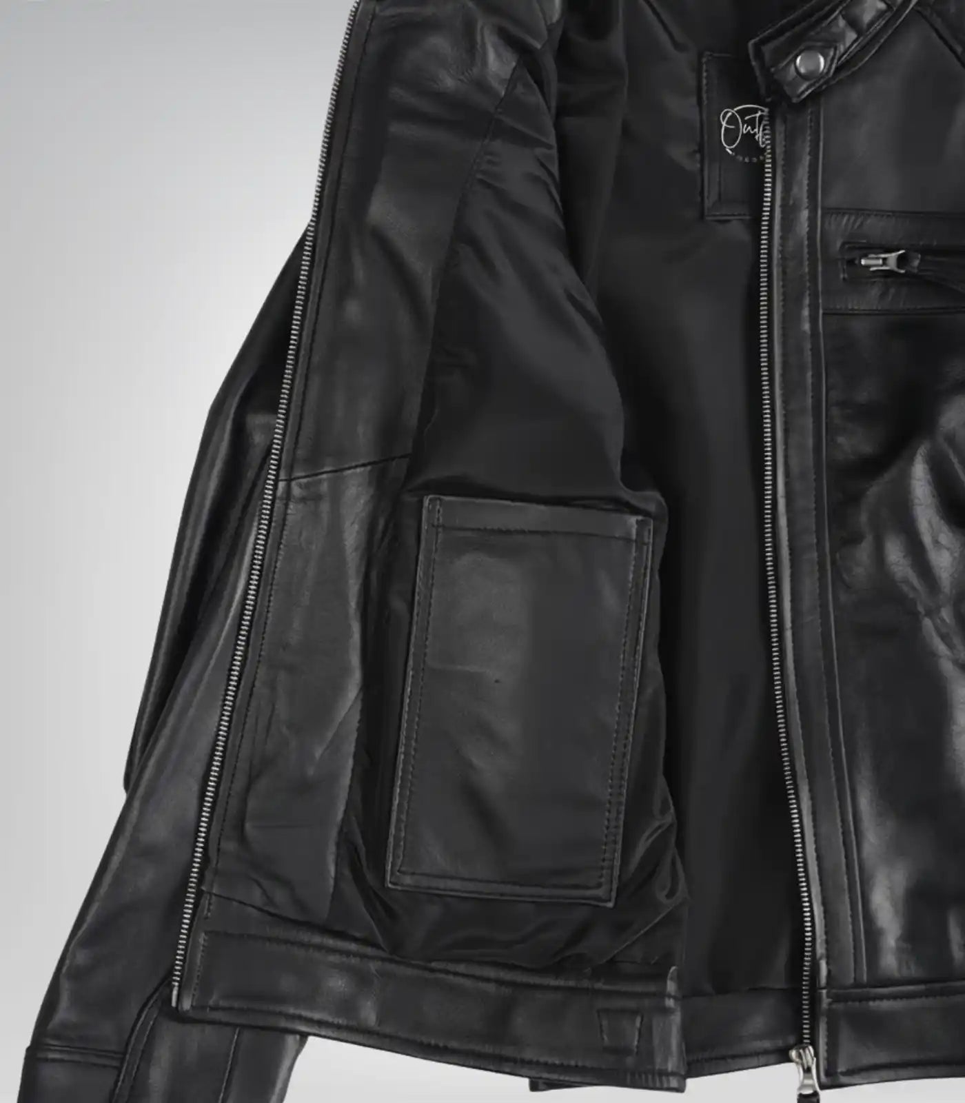 Premium women’s black leather motorcycle jacket with quilted accents