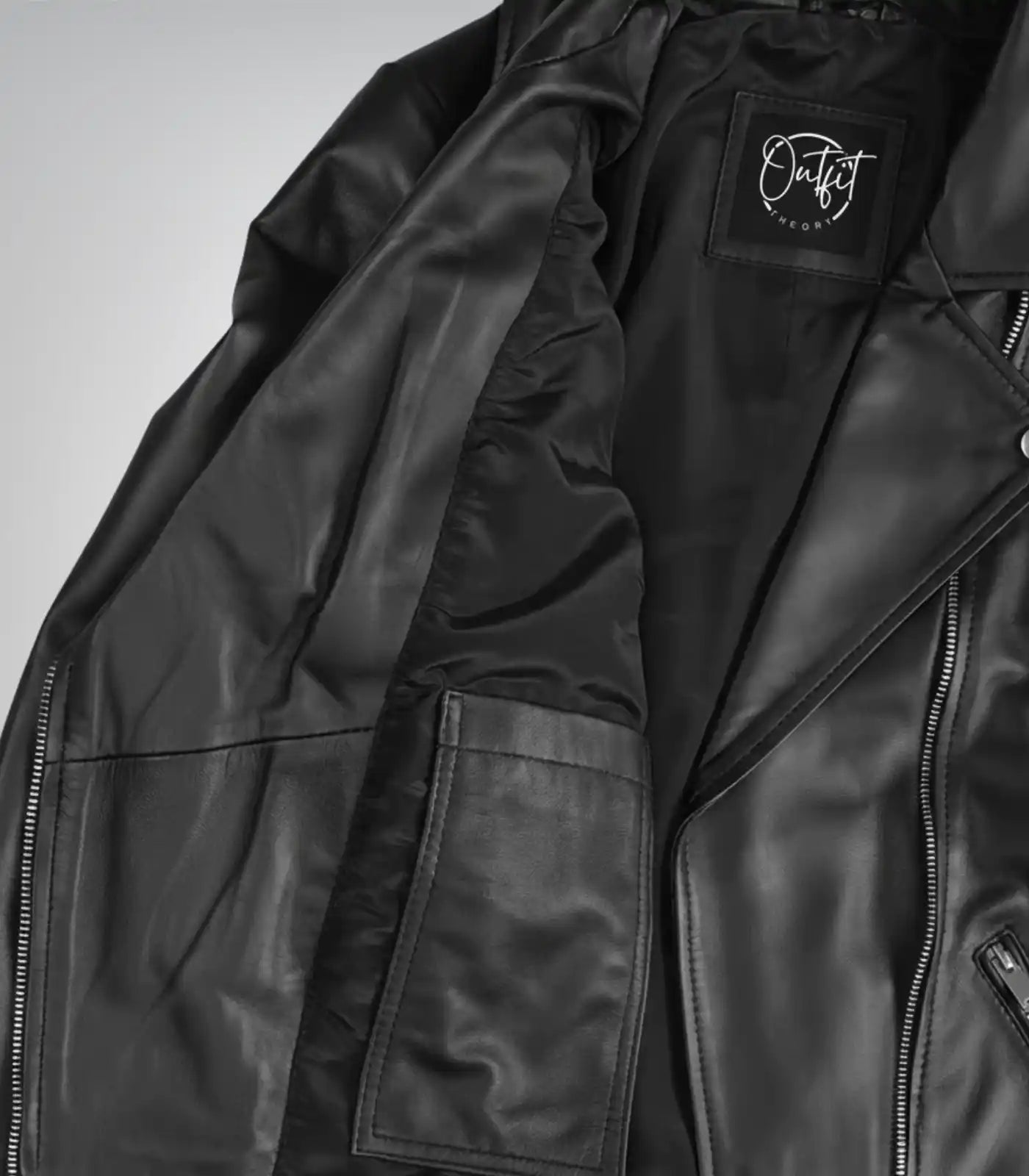 Asymmetrical leather biker jacket for women in the Rita style