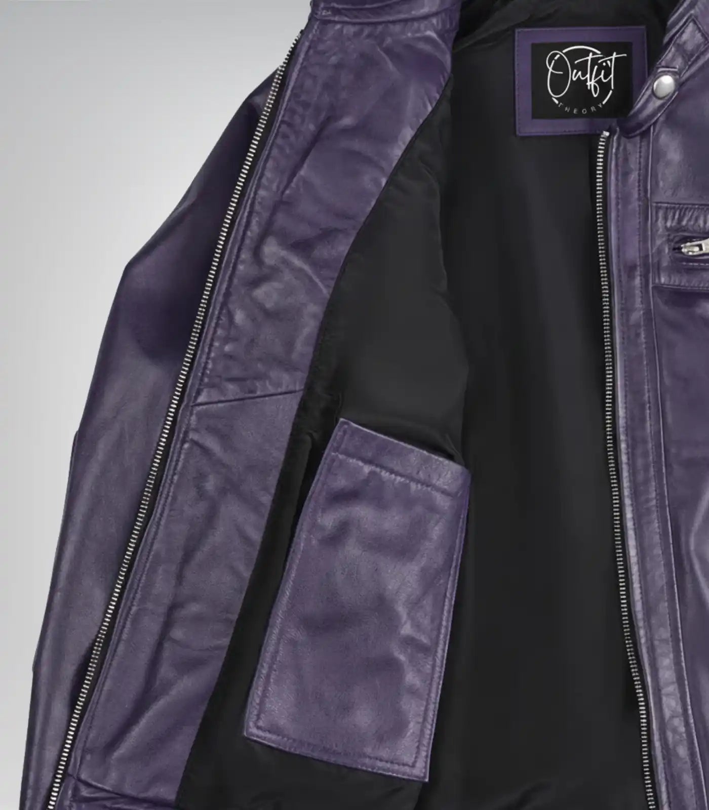 Premium purple leather motorcycle jacket for women with quilted design