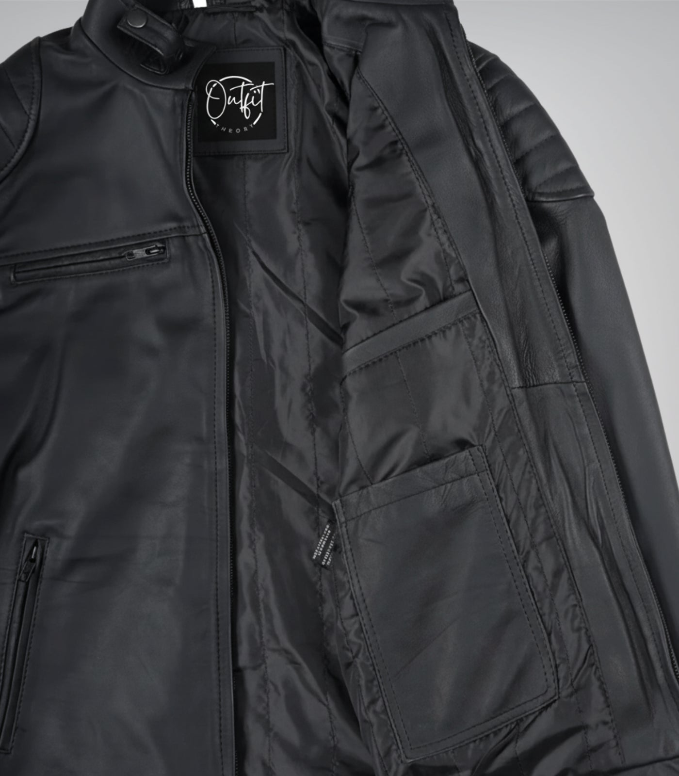 Trendy men’s black genuine leather motorcycle jacket