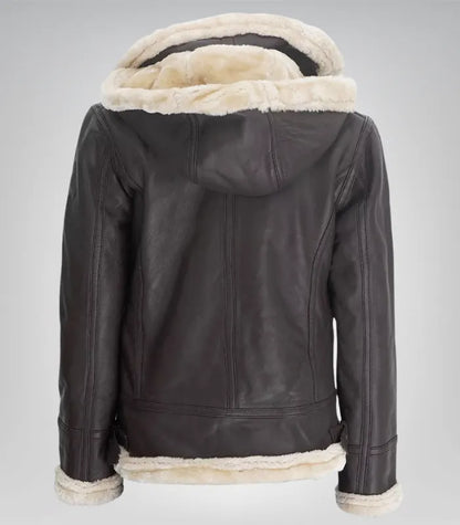 Women’s Dark Brown Shearling Lambskin Jacket – Warm Hooded Outerwear