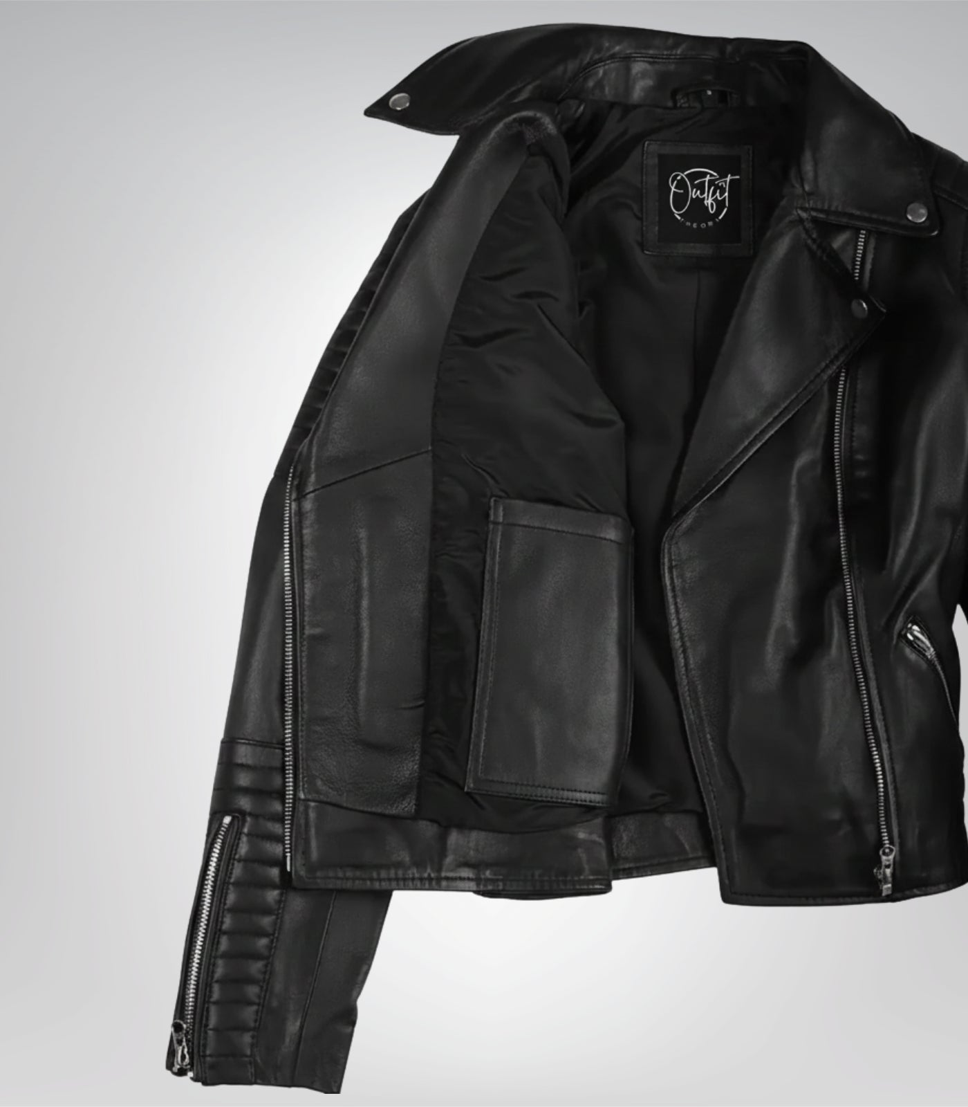 Women’s real black leather biker jacket with timeless style