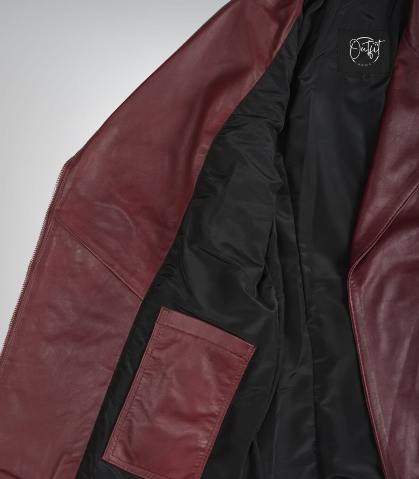 Women’s real leather biker jacket in maroon with belt