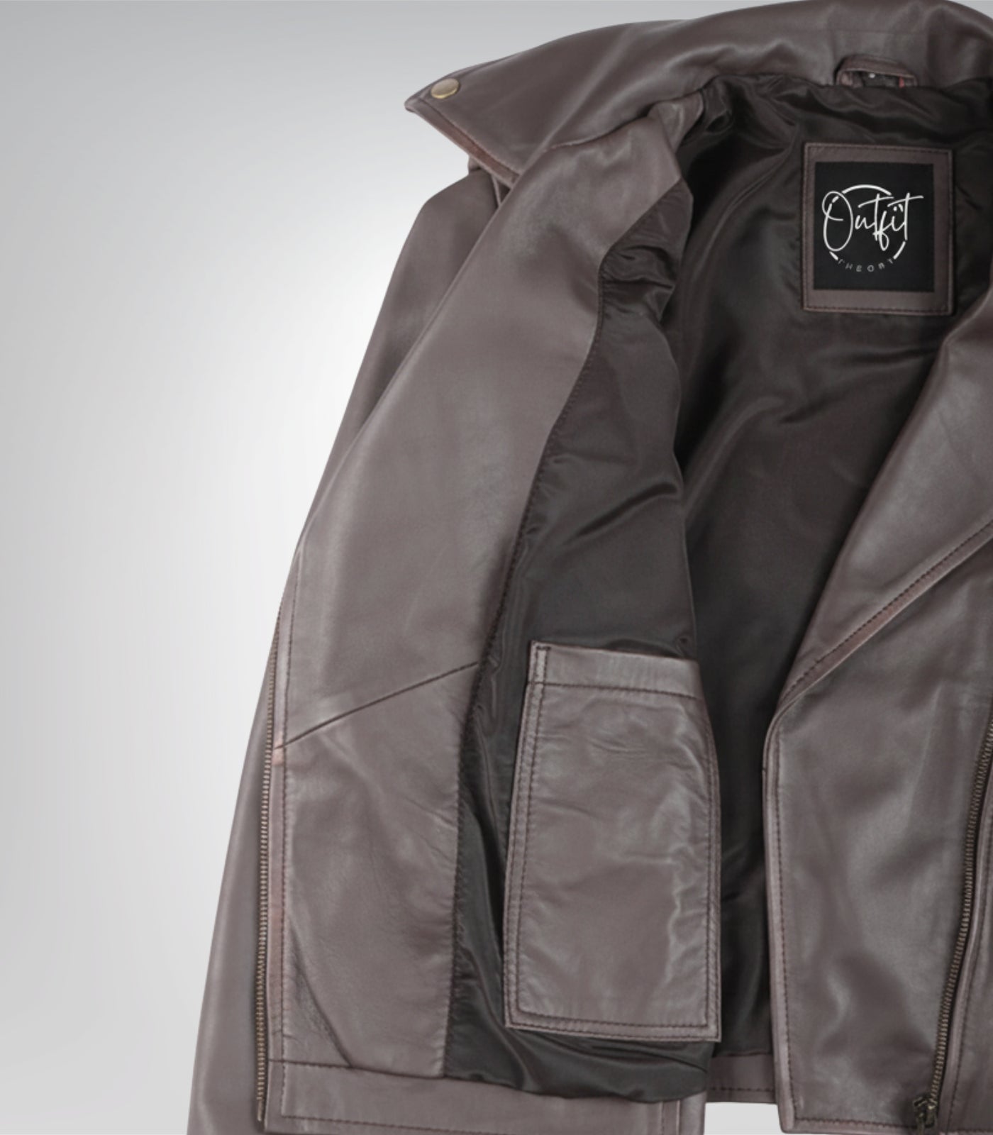 Women’s real leather moto jacket in dark brown