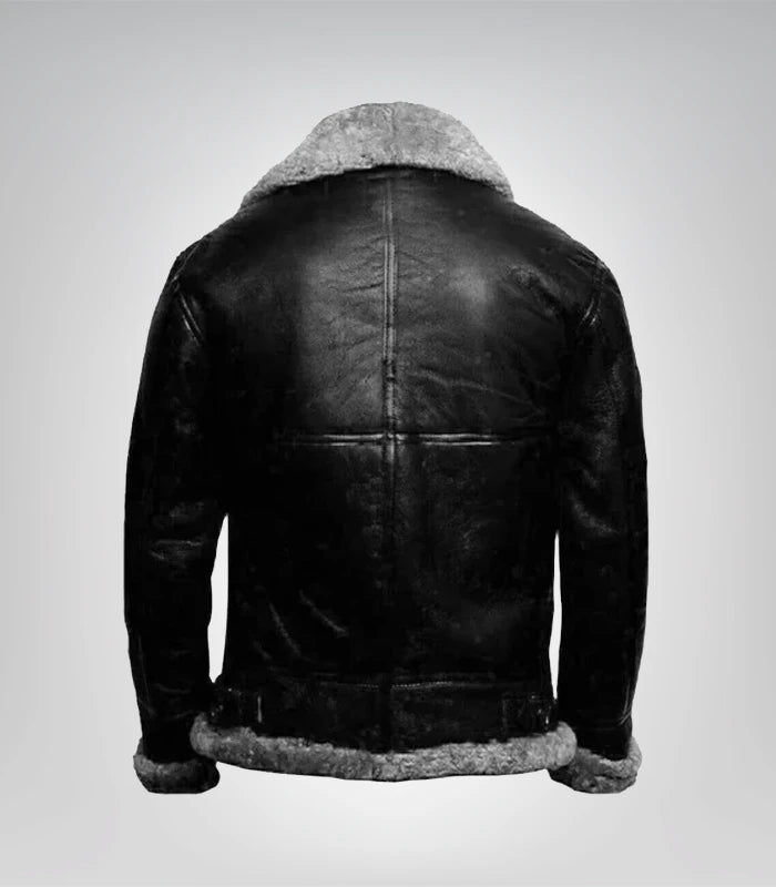 Brown shearling aviator jacket for men – RAF-inspired pilot design