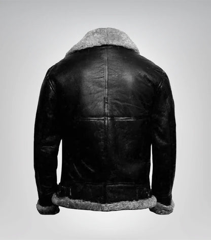Brown shearling aviator jacket for men – RAF-inspired pilot design
