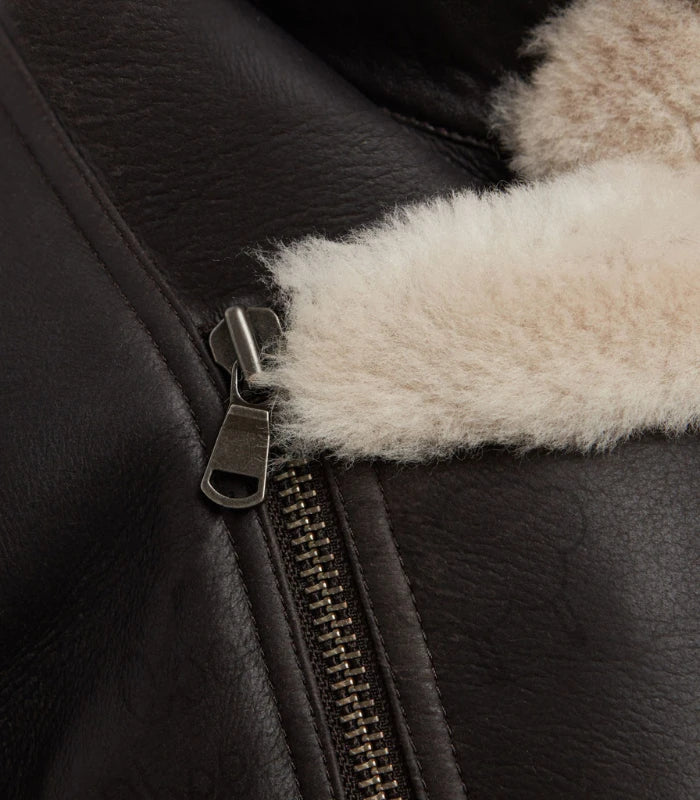 Men's vintage dark brown leather jacket – RAF sheepskin outerwear