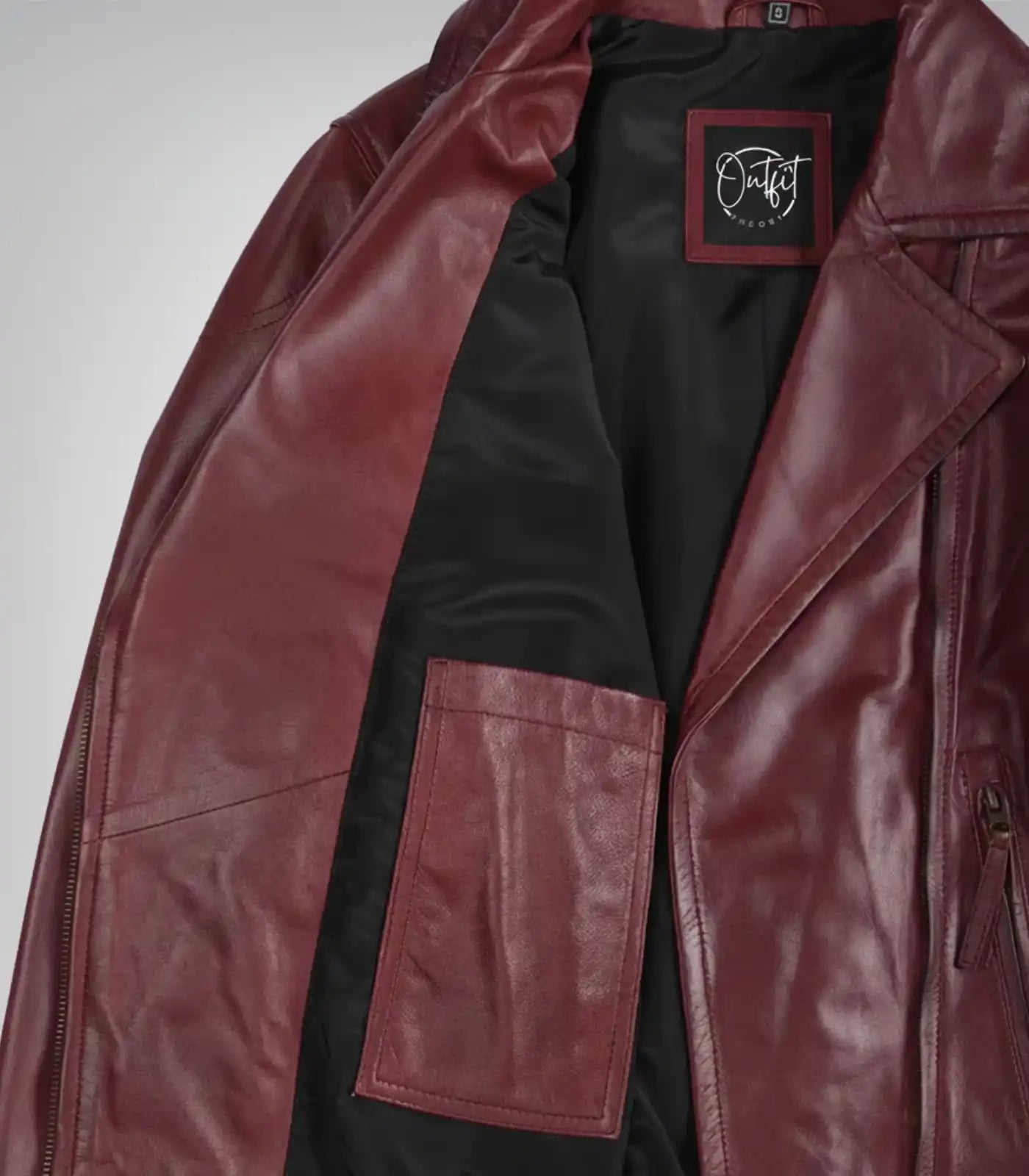 Stylish women’s burgundy lambskin leather motorcycle jacket design
