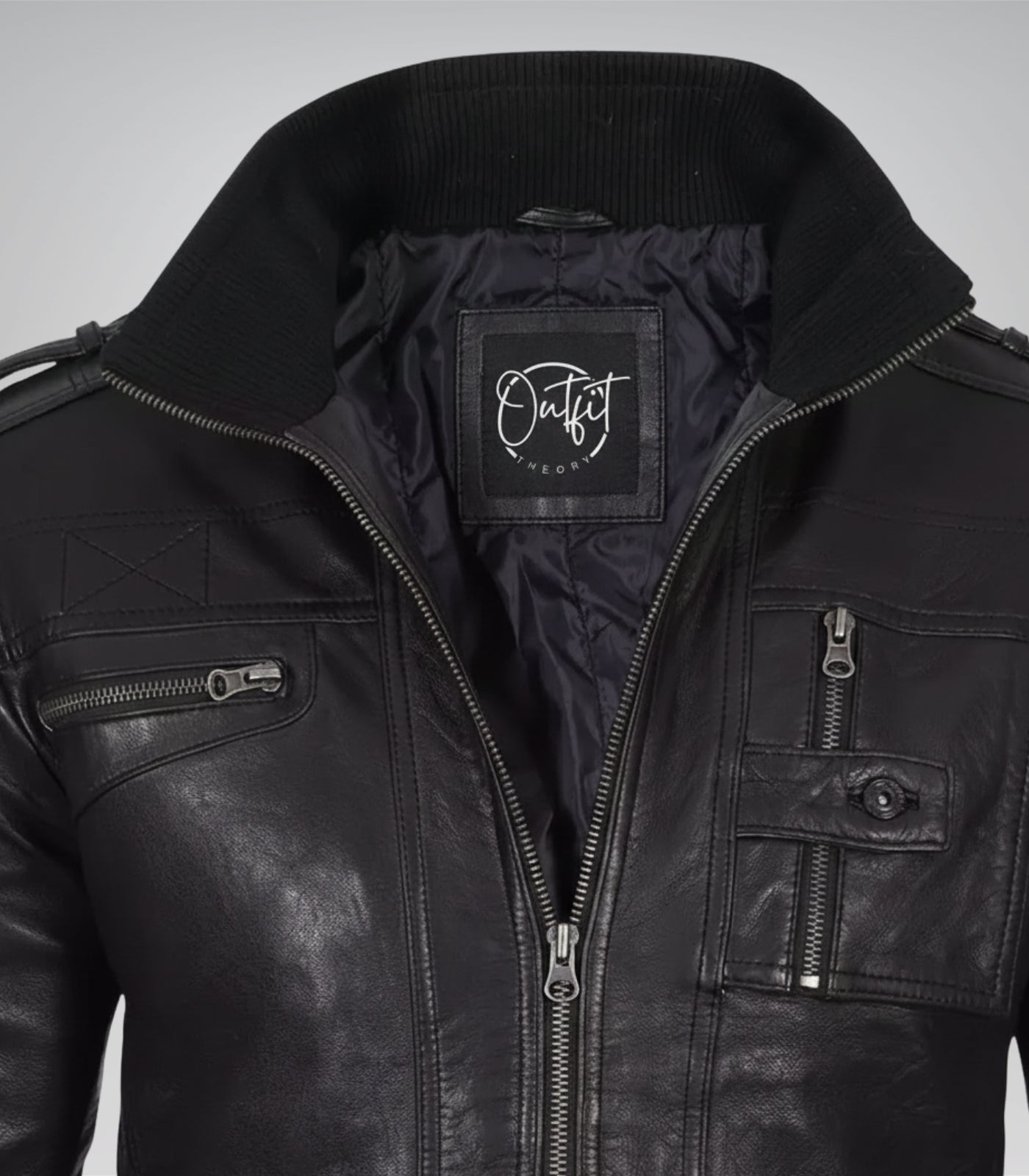 Men’s Black Washed Leather Motorcycle Jacket