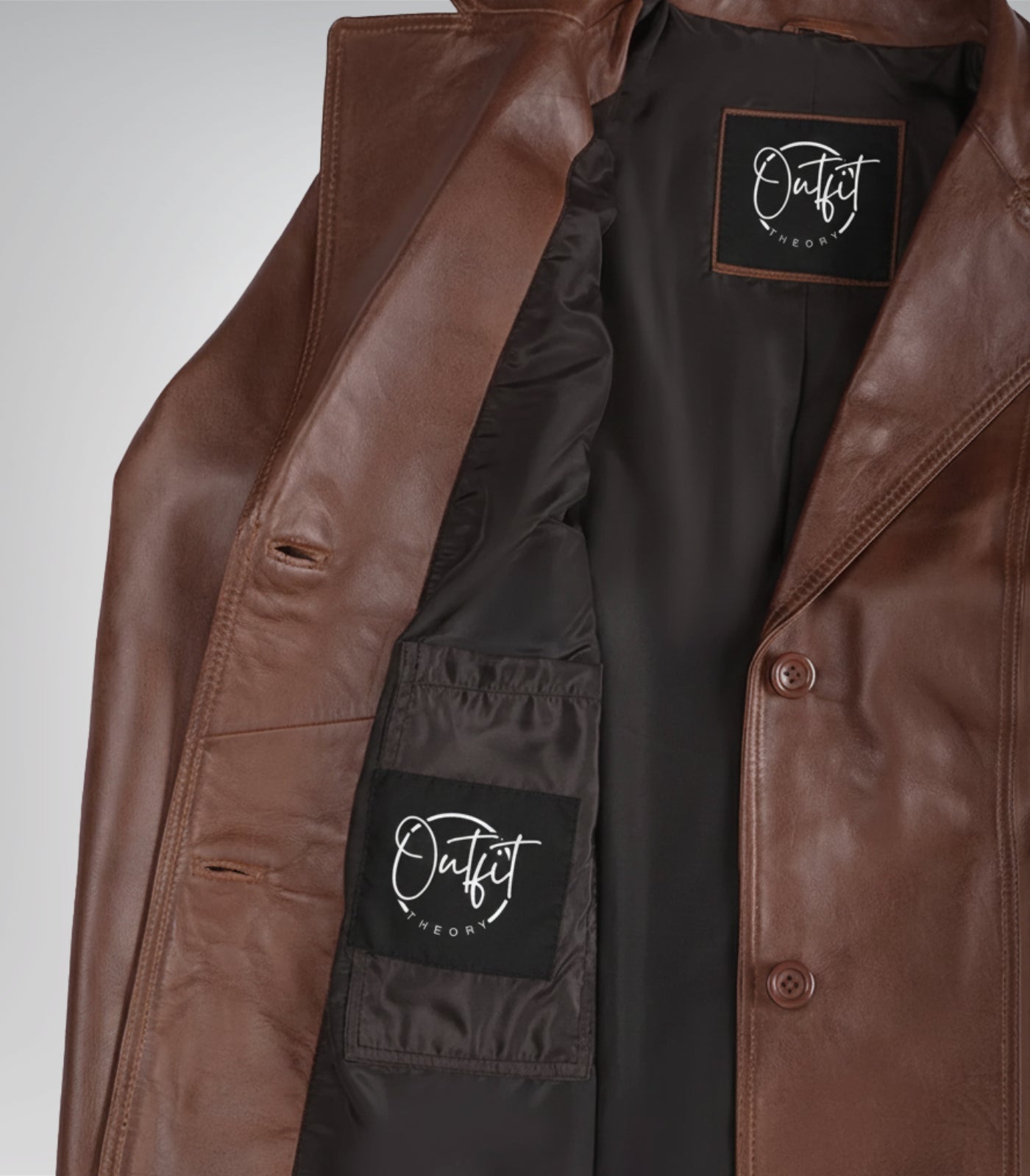 Stylish women’s cognac leather blazer crafted from lambskin