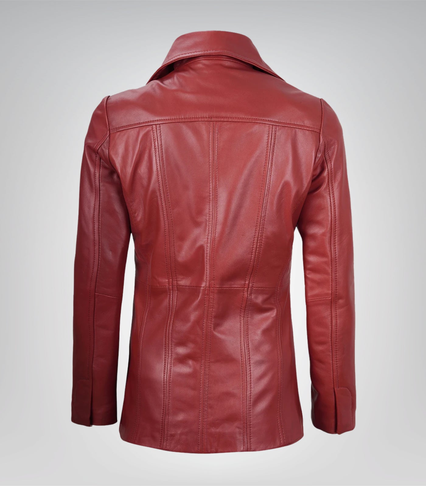 Women’s genuine red lambskin leather blazer