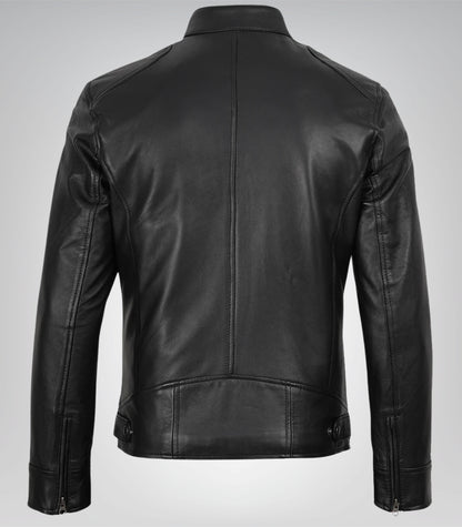 Sleek Lambskin Leather Motorcycle Jacket for Men