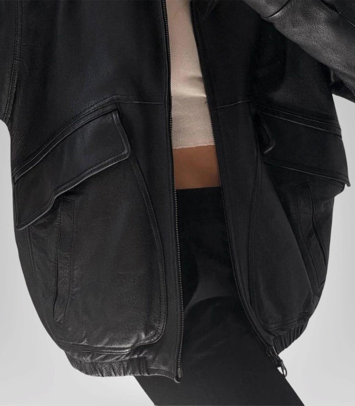 Classic vintage lambskin jacket – 80s oversized bomber design