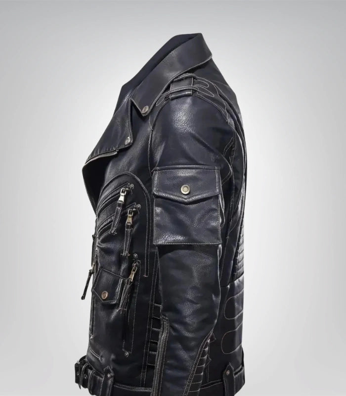 Stylish men’s black leather jacket – vintage cafe racer outerwear