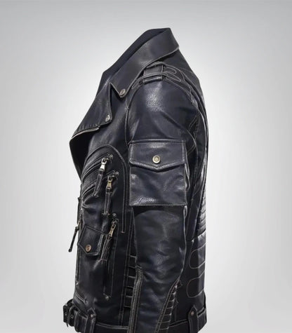 Stylish men’s black leather jacket – vintage cafe racer outerwear