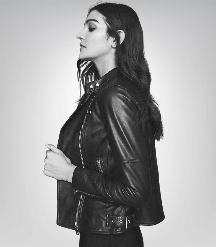 Women’s black lambskin leather jacket – premium genuine leather outerwear