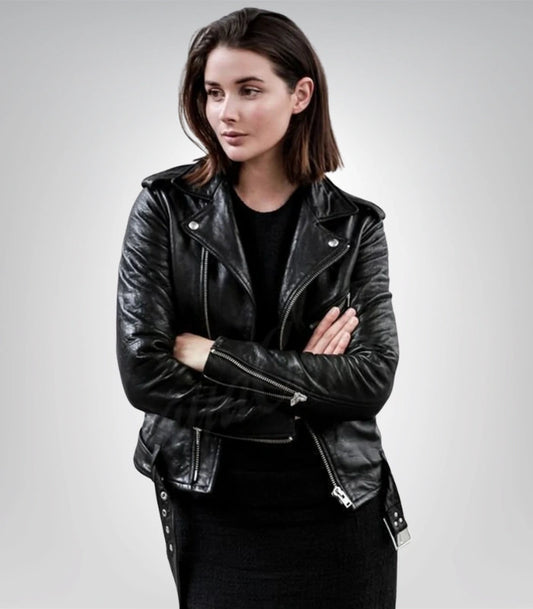 Women’s black leather blazer coat – short street style jacket