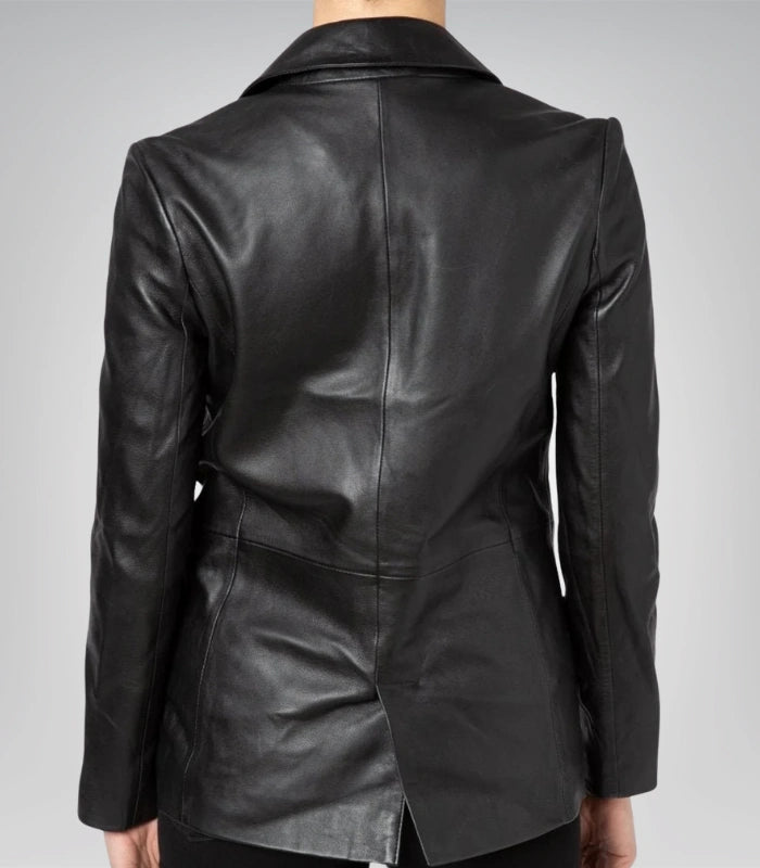 Women’s leather blazer coat – short stylish streetwear outerwear