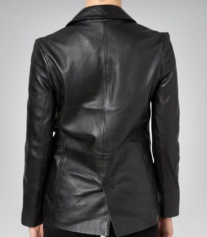 Women’s leather blazer coat – short stylish streetwear outerwear