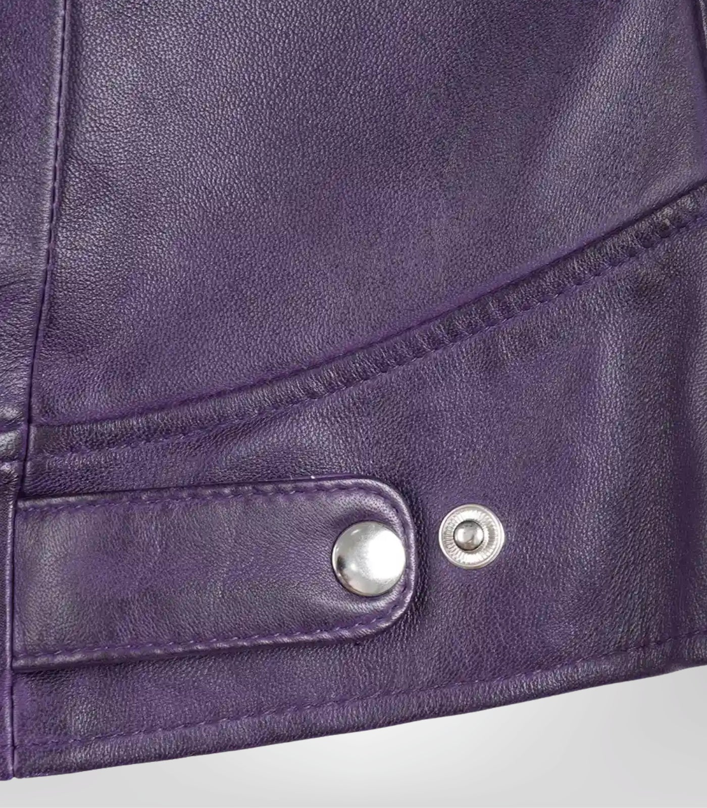 Dodge women’s genuine purple lambskin leather biker jacket