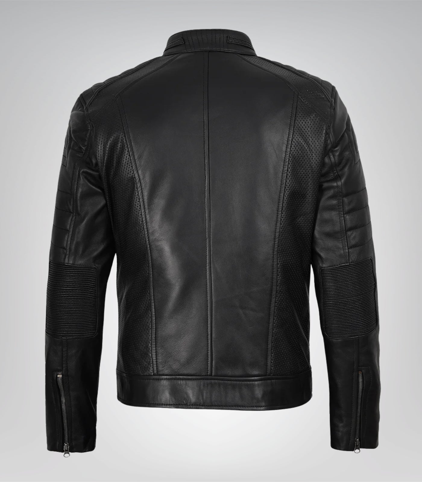 Men’s genuine lambskin leather biker jacket in classic black